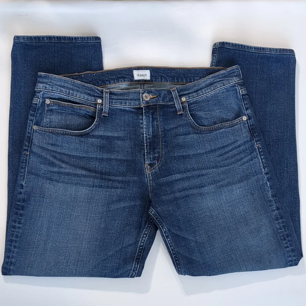 Hudson Byron Straight 5 Pocket Medium Wash Stretch Jean Sz 38
